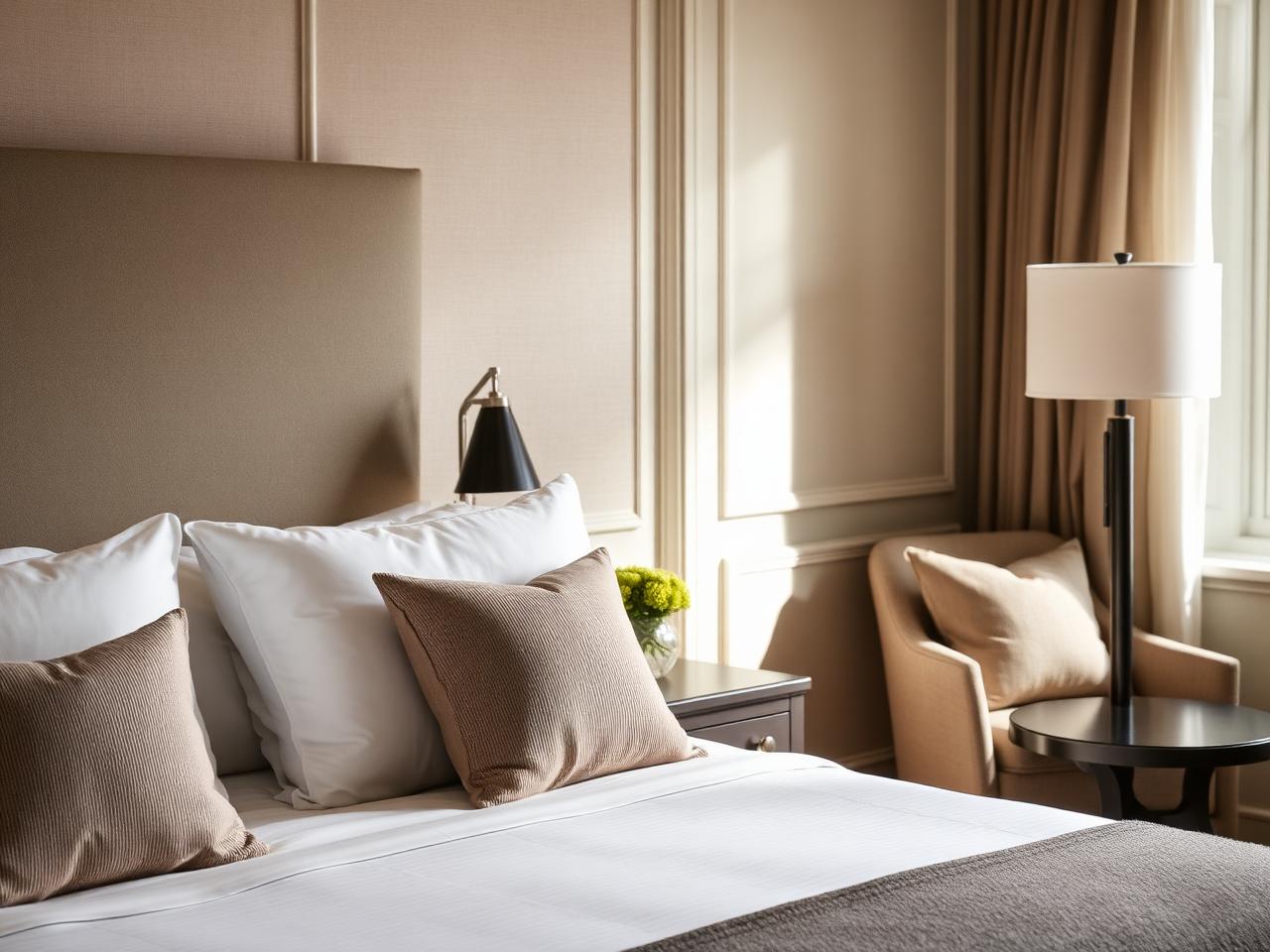 Habitación de hotel boutique preparada para el huésped