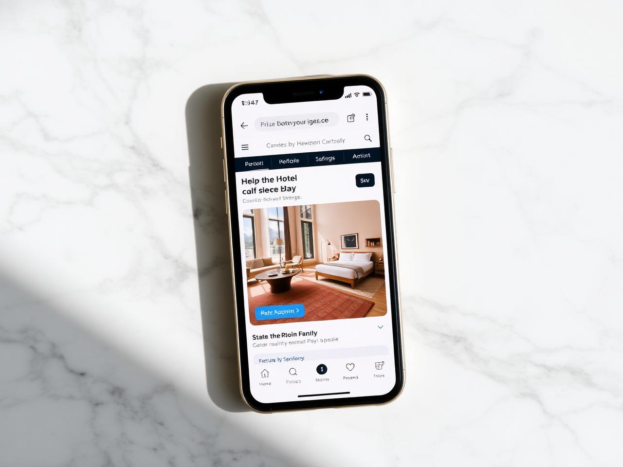 Web de hotel boutique en un smartphone